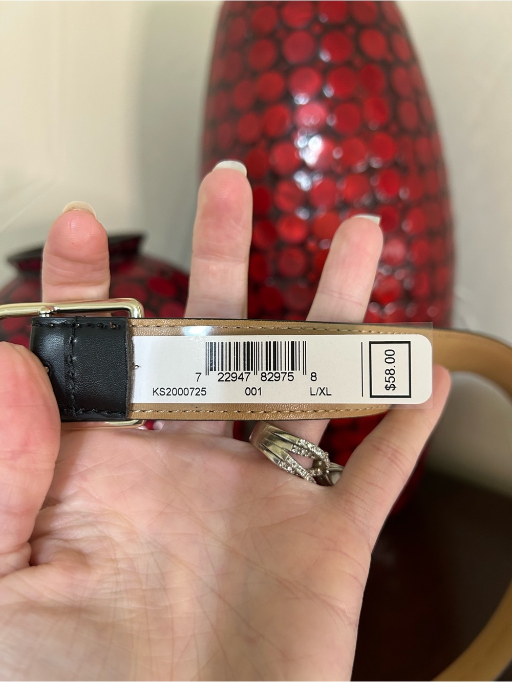 Kate Spade 25MM Stitched Feather Edge Belt - L/XL MSRP $58 - Picture 5 of 14